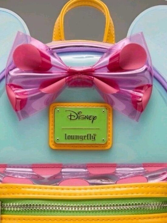 Loungefly Disney Minnie Mouse Polka Dot Colorblock Ears Mini Backpack NWT main image 4